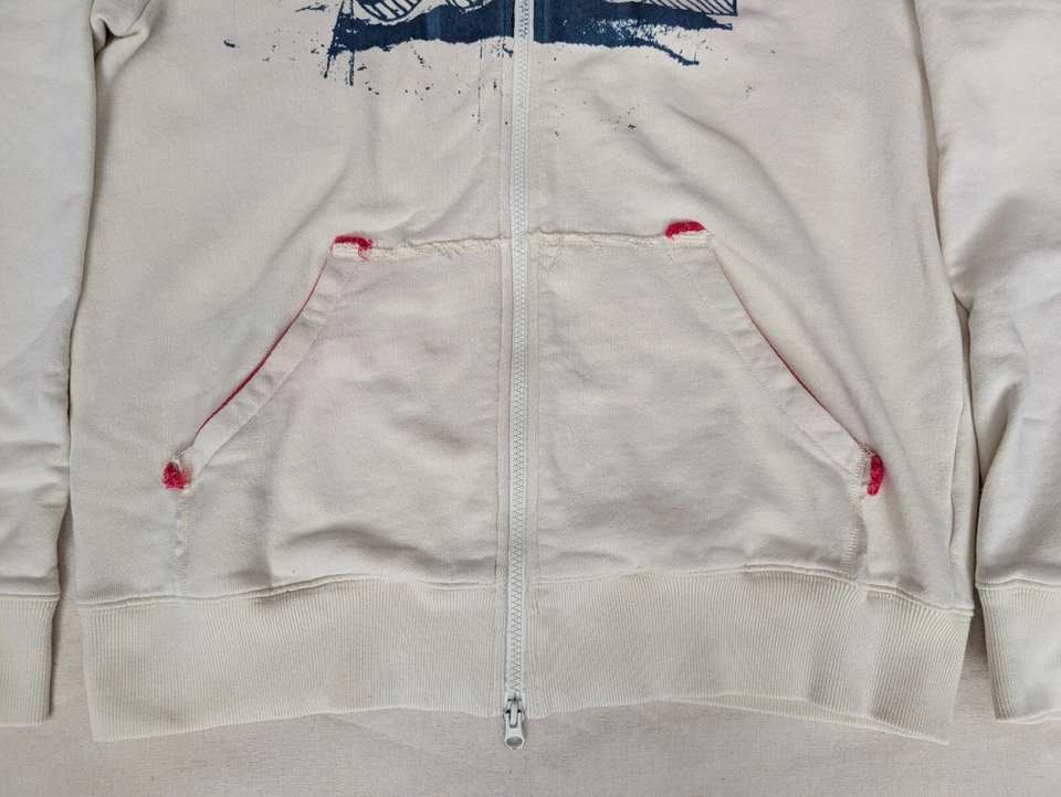 Diesel 55DSL Hombre Grande Blanco Cremallera Completa Sudadera con Capucha Algodón Poliéster Foto 4 de 4