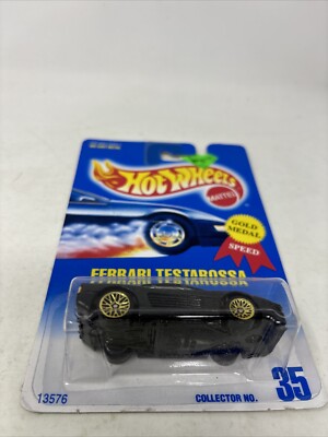 Hot Wheels 1991 Blue Card Ferrari Testarossa #35 W/ Gold Lace