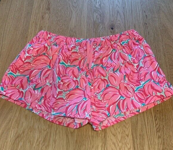 Lauren James Pink Floral Tulip Swim Shorts Pocket Water Nylon large