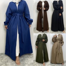 Islamic Abaya Women Long Sleeve Open Cardigan Kimono Dubai Ramadan Kaftan Arab