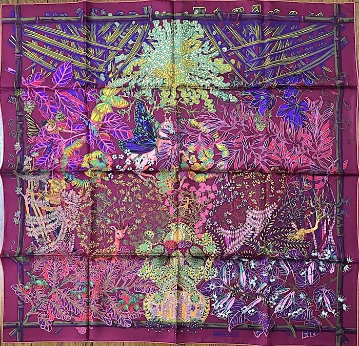 Hermes Scarf Stole Mythes et Metamorphoses Red Purple Floral