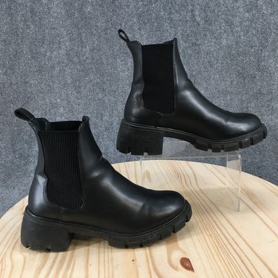 Steve Madden Boots Womens 9.5 M Black Hola Chelsea Booties Lug Sole Pull On