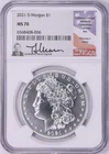 2021-D Morgan Silver Dollar NGC MS-70 (Thomas J. Uram Signed Label)