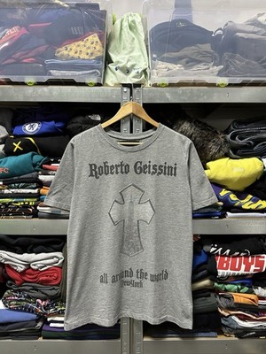  Rare Y2K Roberto Geissini T-Shirt Punk Cross Skull Japanese Style Mens Size L