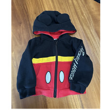 Disney Baby Mickey Mouse Hooded Colorblock Jacket Zip Black Red Yellow 18-24M