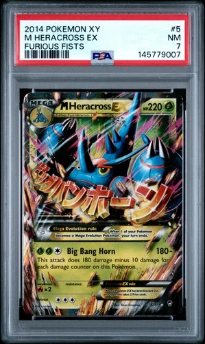 2014 POKEMON XY FURIOUS FISTS #5 M HERACROSS EX PSA 7
