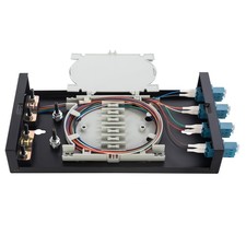 4 Port Wallmount Fiber Optic Terminal encloure with 8 Strand LC UPC singlemod...