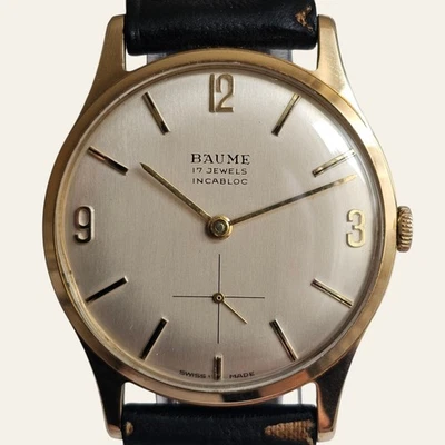 Baume 9ct Oro Cuerda Manual Reloj 33.5mm Caja Papeles Reloj Pulsera Hombre - Imagen 1 de 4