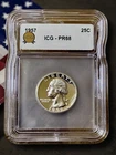 1957 Washington Quarter ICG PR68 Proof 90% Silver Blast White Beautiful Coin
