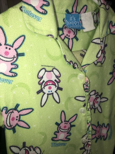 It Happy Bunny Whatever set 2 pezzi pantaloni pigiama giovanile 4-5 vintage Jim Benton Y2K - Foto 2 di 11