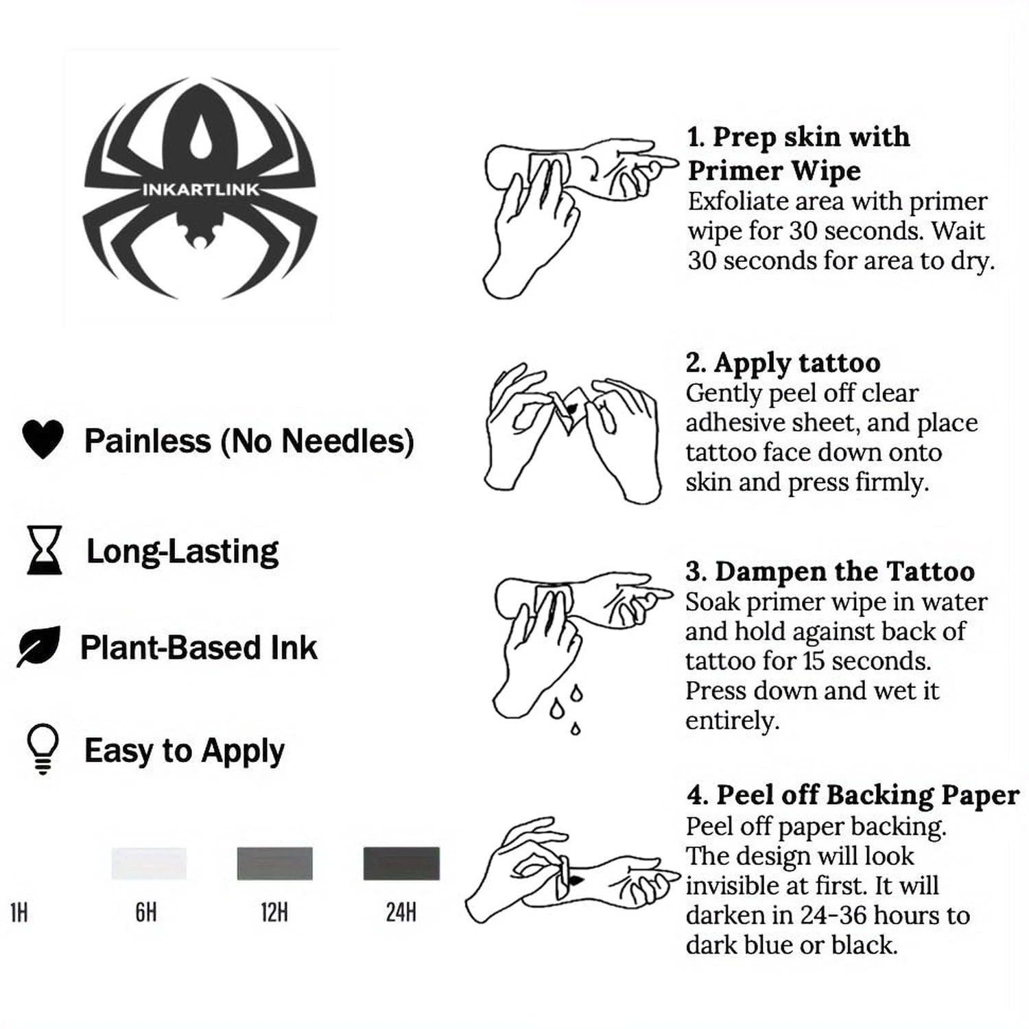 INKARTLINK Flower Combination Temporary Tattoos, Realistic Waterproof image 5