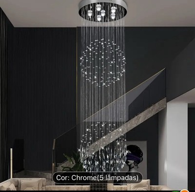 Modern Crystal Chandelier for High Ceilings 63  Luxury Pendant Light for Stairca