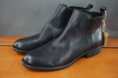 Born Crosley Boots Womens 9.5 US Black Leather Side Zip Ankle Block Heel Booties