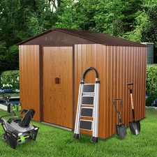 8'x6' Outdoor Metal Storage Shed Tool House with Sliding Doors & Vent for Garden