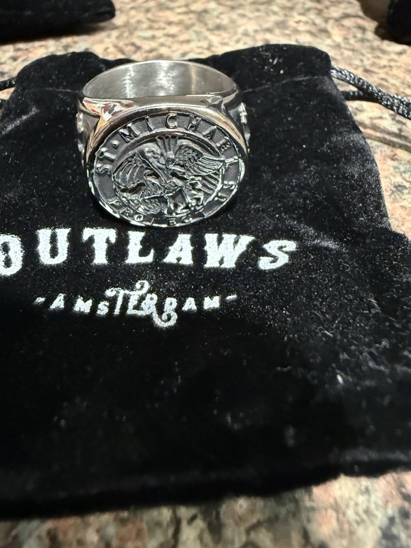 Outlaws Amsterdam St. Michaels Silver Ring Size 15 New In Box Stainless Biker