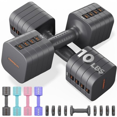 FEIERDUN DB3 5-in-1 Adjustable Dumbbell Set of 2, 12LBS/20LBS Hand Weights fo...