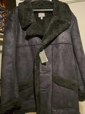 Men's Oversized Sherpa Leather Jacket ASOS with Warm Wool Interior 4XL