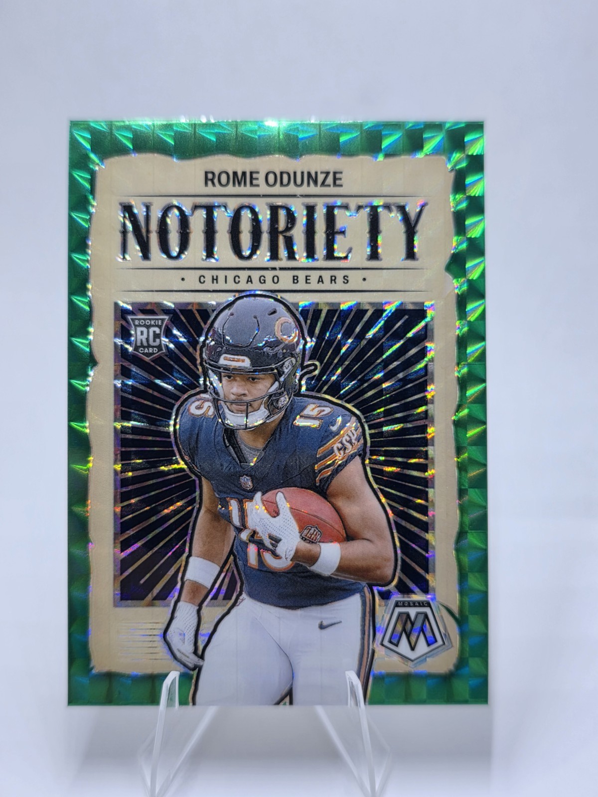 2024 Panini Mosaic - Notoriety Rome Odunze #24 Green Mosaic Prizm (RC)