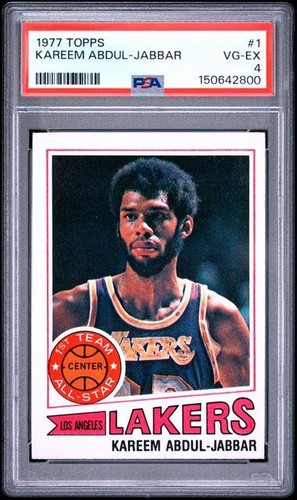 1977-78 Topps Basketball Card KAREEM ABDUL-JABBAR #1 Los Angeles Lakers PSA 4