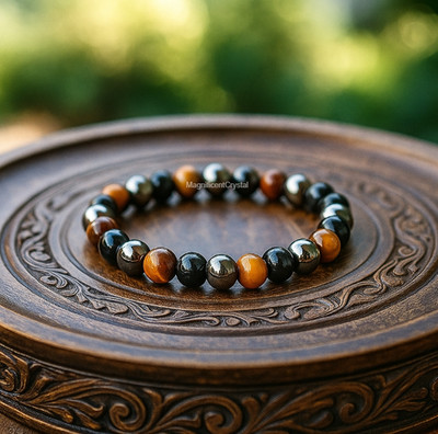 High-Quality Protection Stretch Bracelet Tiger Eye Black Obsidian Hematite Women