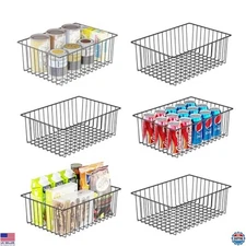 6 Pack Large Wire Baskets for Organization, Metal Storage for Kitchen, Garage,