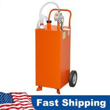 30 Gallon Gas Caddy Portable Fuel Gasoline Diesel Transfer Tank with Pump Wheels