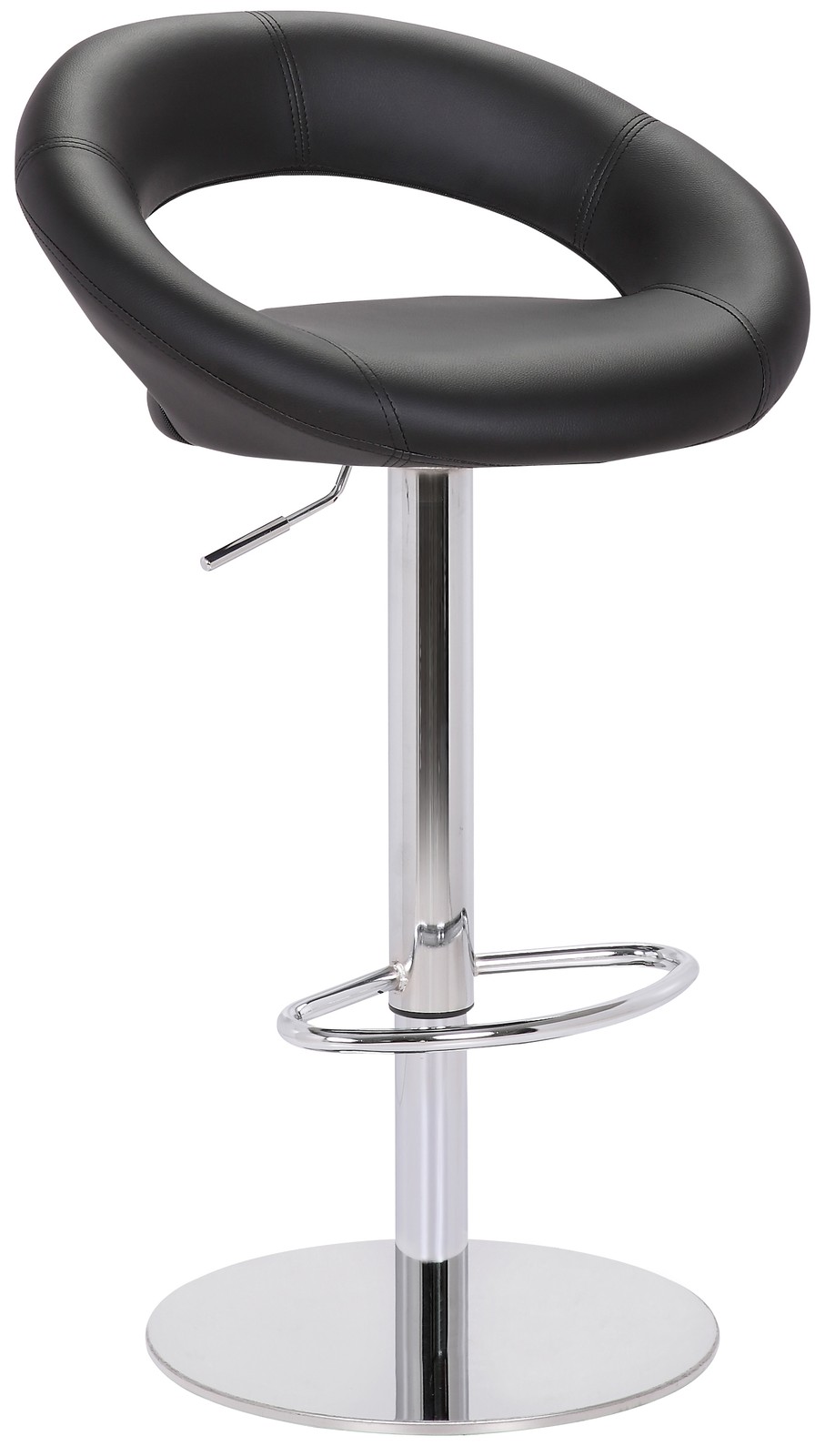 Lamboro Black Sorrento Deluxe, Footrest, Kitchen Bar Stool, Height Adjustable Swivel Gas Lift, Home Bar & Breakfast Faux-Leather Barstool, - Image 2