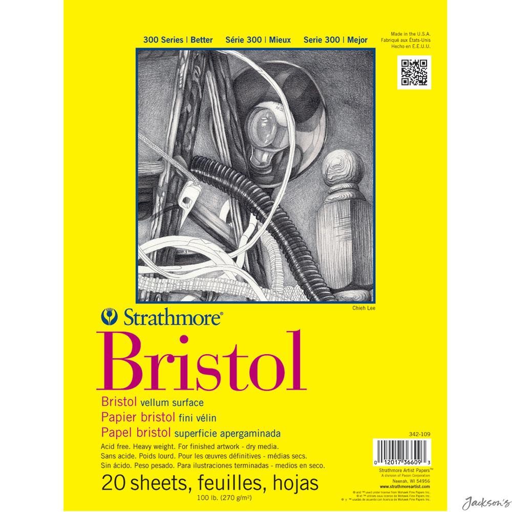Strathmore 300 Series Bristol Paper Pad Vellum 11x14in 20 Sheets Art Drawing