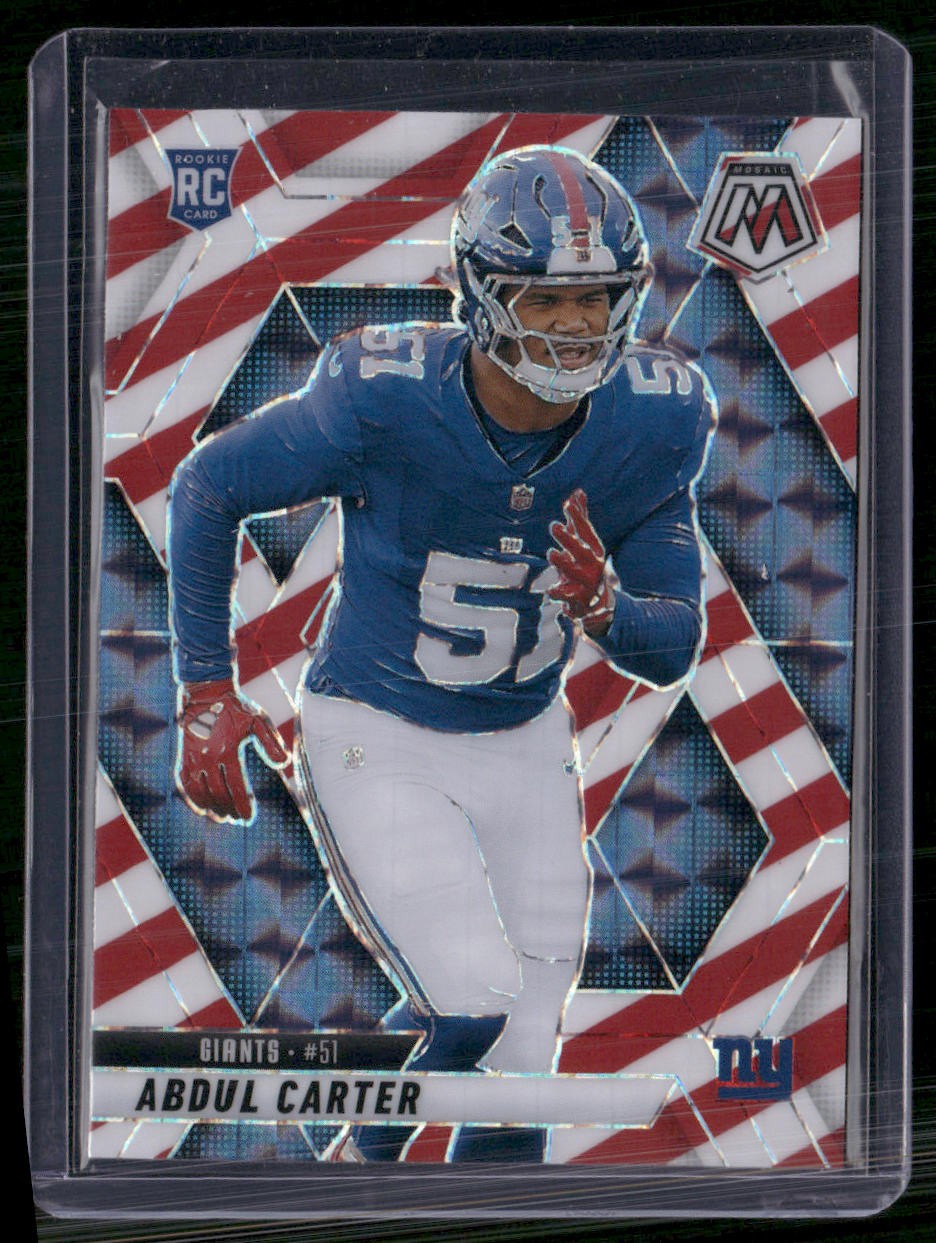 2025 Panini Mosaic #317 Abdul Carter Mosaic Red and White Stripe