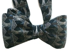 Silk Bow Tie "Pharaoh" - One-of a Kind, Handmade - Pre-tied or Self-tie