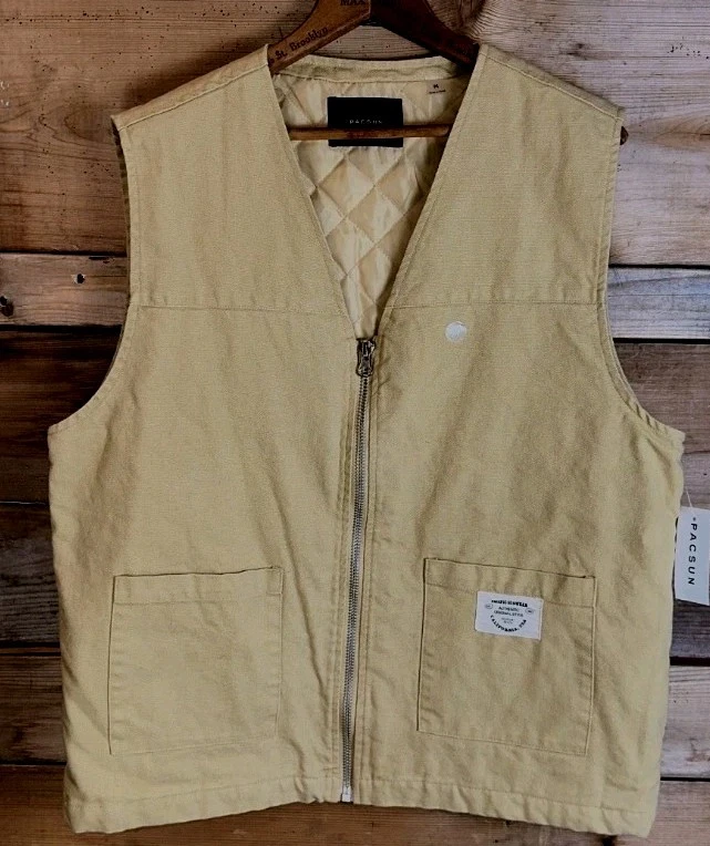 Rare Pacsun DUCK CANVAS Vest Sz Small Hunting Fishing Tactical Quilted