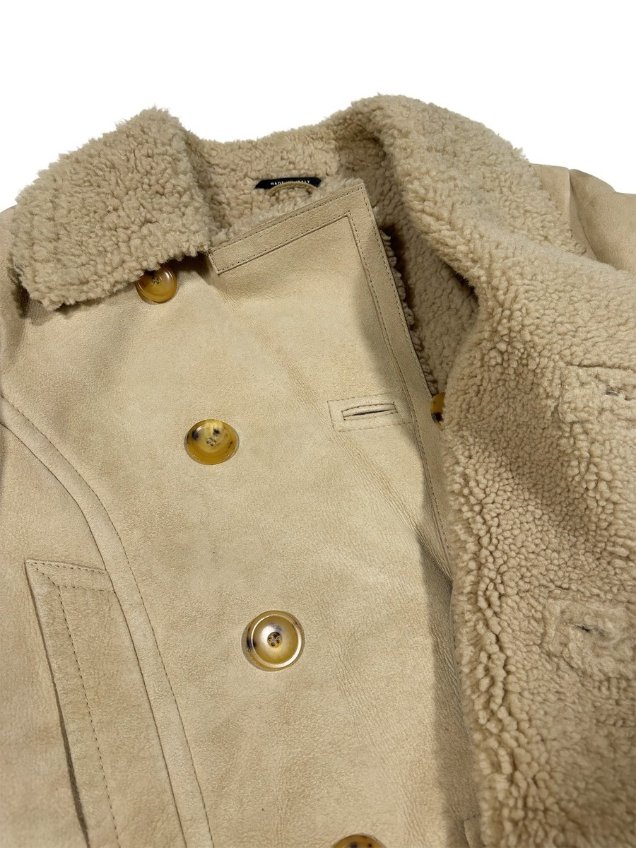 GUCCI Tom Ford Era Lambskin Suede Shearling Leather Coat Jacket