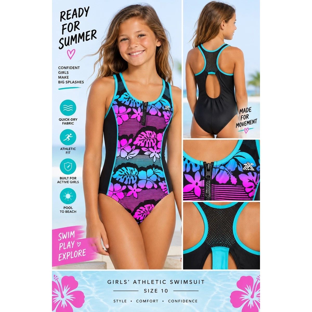 水着・水泳用品 soor ploom swim wear 12yr ZeroXposur Girls' Swimwear for sale | eBay