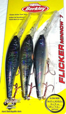 Berkley #7  Flicker Minnow Crankbaits (3-Bait Pk-Heavy Metal/10W30/Dark Knight)