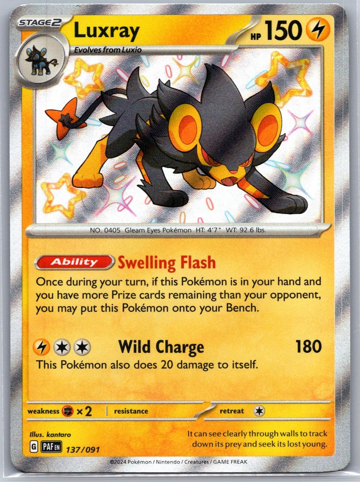 Luxray 137/091 Shiny Rare Paldean Fates Pokemon Near Mint