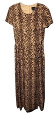Vintage 90s Scarlett Size 16 Maxi Sheath Dress Slit Animal Print