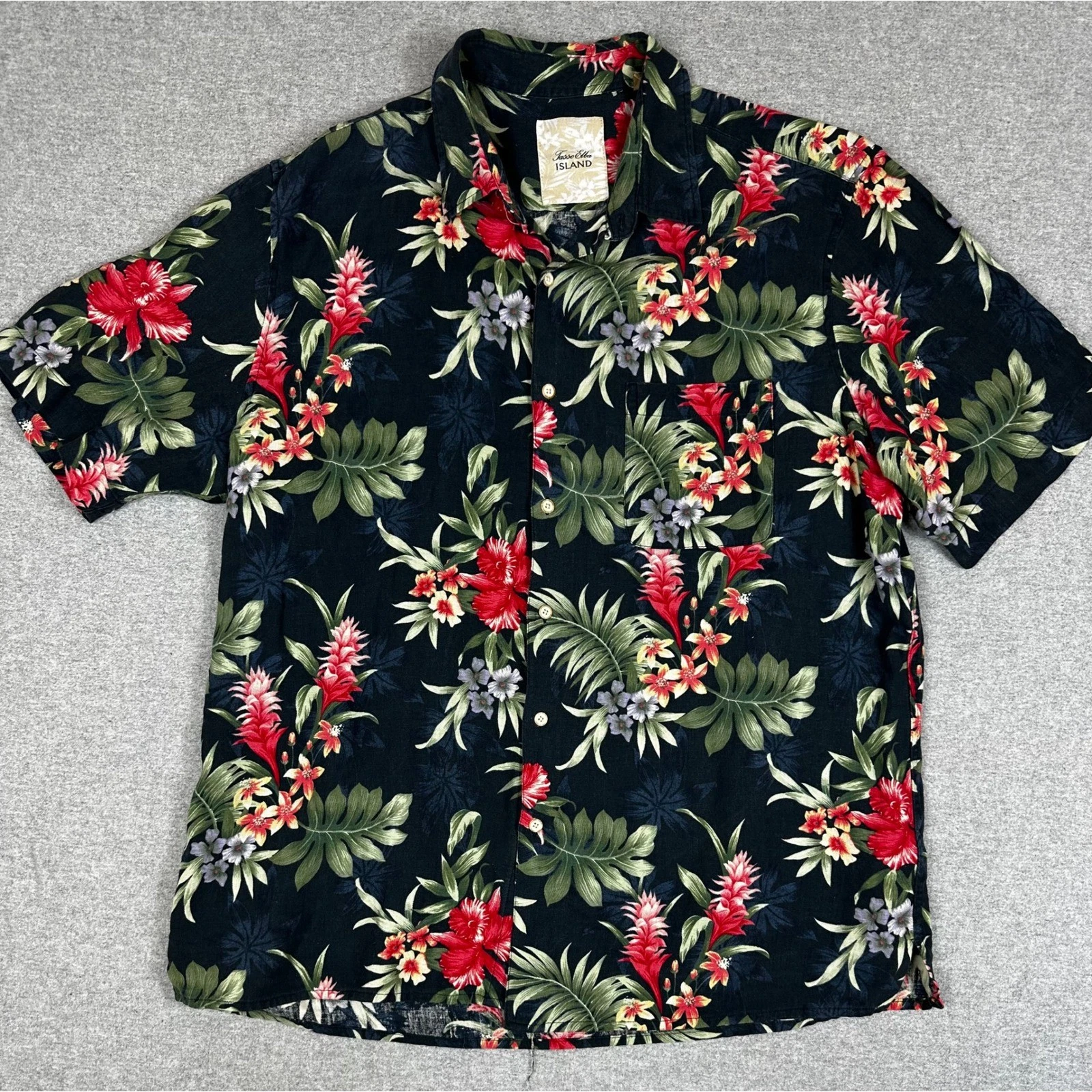 Tasso Elba Island Silk Linen Shirt Mens XL BlackTropical Floral Button Up Resort
Opens in a new wind