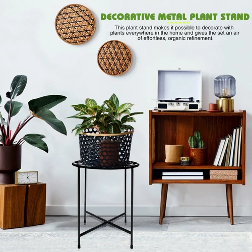 Metal Plant Stand Flower Pot Holder Home Garden Indoor Outdoor 15"tall Round - Picture 8 of 8