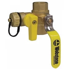 Webstone 40614 1" Ips X Hose Cap Brass Ball Valve With Drain 3-Way