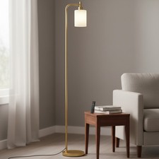 Modern Remote Control Floor Lamp - Gold Accent Lighting for Bedroom  Office