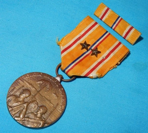 WW2 US ASIATIC PACIFIC CAMPAIGN MEDAL USA MILITARY WORLD WAR II + 2 STARS