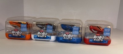 Set Of 4 NEW Zuru ROBO BOATS Orange Gray Blue Red Water Activated Robo Alive