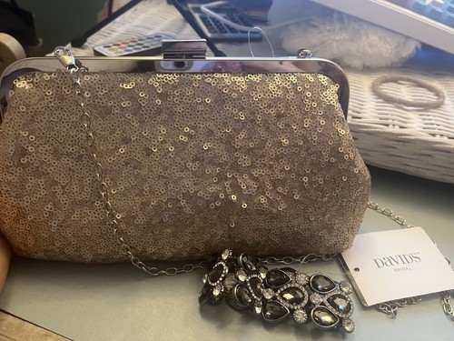 Champange Golden Davids Bridal Clutch Purse and Bracelet Bundle FREE SHIPPING - Picture 1 of 1