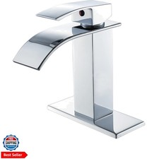 Chrome Bathroom Faucets Modern Single Handle Waterfall Sink Faucet for 1 or 3...