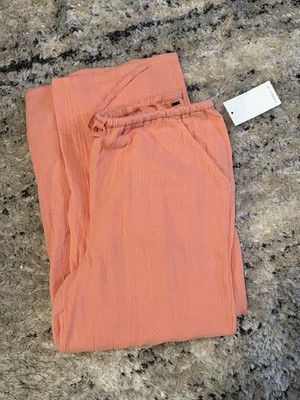 O Neill Brenda Crinkle Double Gauze Beach Pants in Canyon Clay NEW Size Large