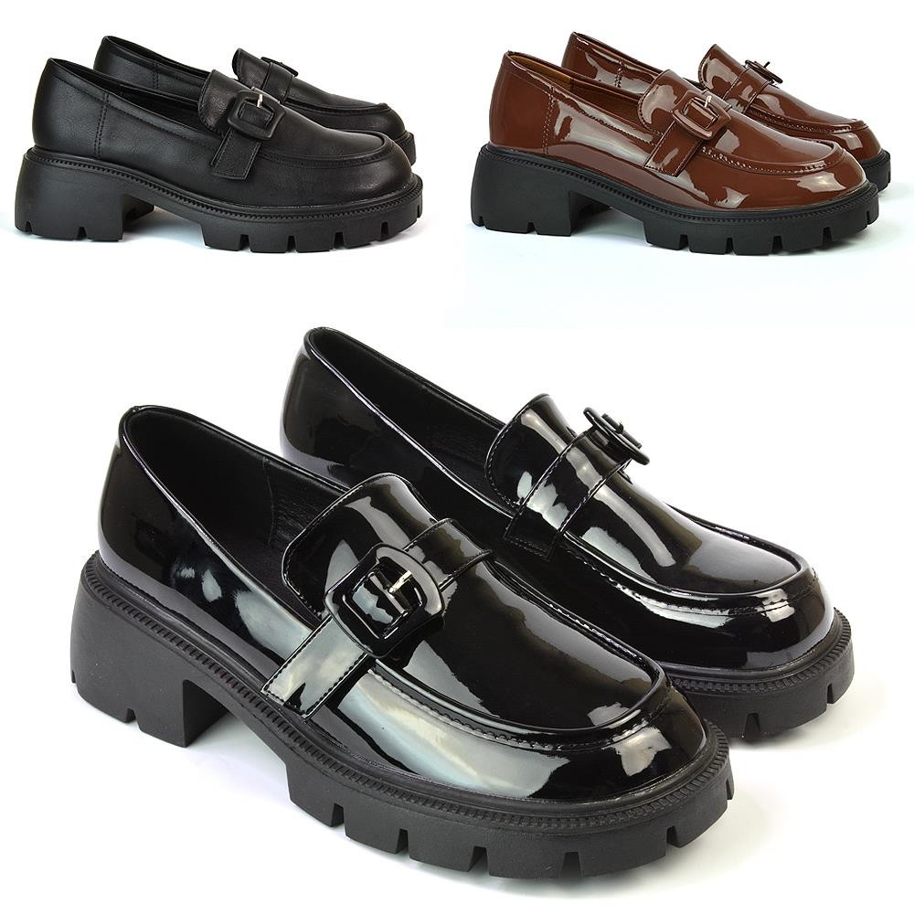 SAOLA Mocassini donna suola grossa slip on tacco basso plateau scarpe scuola misura 3 8