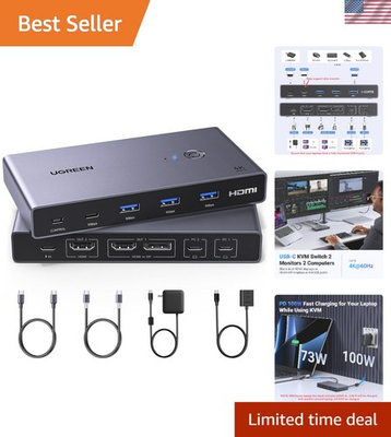 #ad Connect Two Laptops to Dual Monitors with USB C KVM Switch 100W Fast Charge $251.99