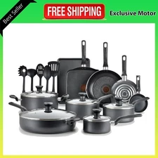 T-fal Ultimate Hard Anodized Nonstick 20 Piece Cookware Set, Grey