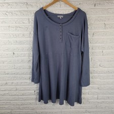 Ocean Coast Plus Size 2X Blue Waffle Knit Mini Sweater Dress Button Long Sleeve