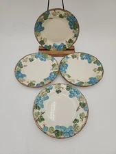 4 Metlox Poppy Trail Sculptured Grape Plates Blue Bread Appetizer USA 6.25”